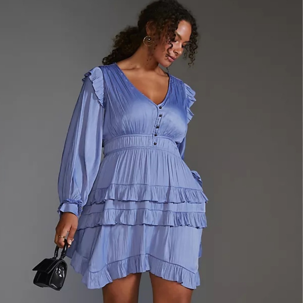 ☀️Ruffled Dress in Blue